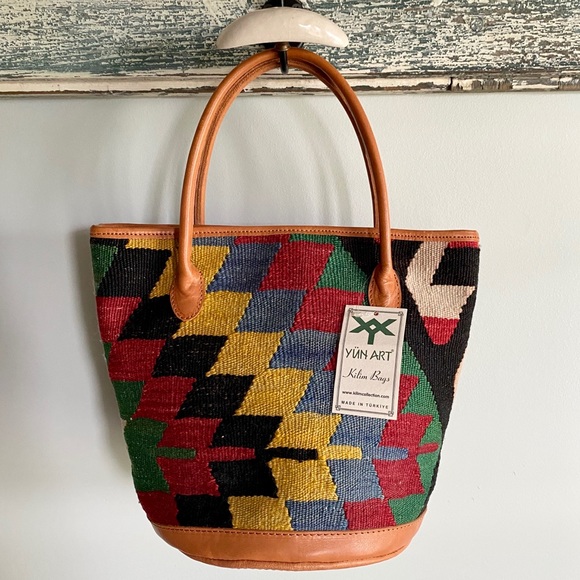yun art Handbags - Yun Art Kilim Art woven wool tapestry hand bag